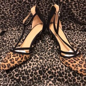 New Leopard dress shoes with kitten heel 7M